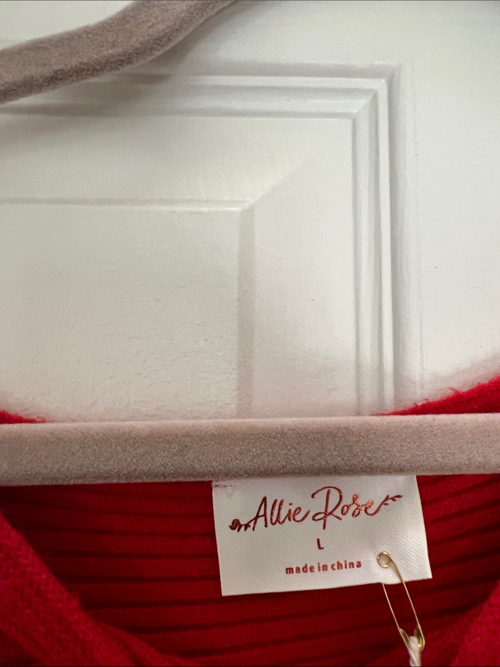 Allie Rose Red Ribbed Knit Women's Sweater - Picture 2 of 3